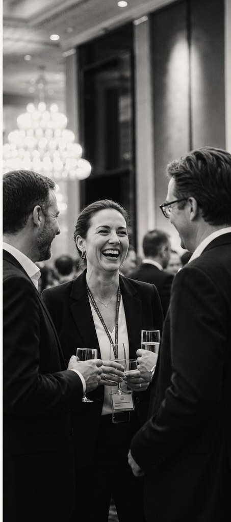 Professionals at a corporate networking event